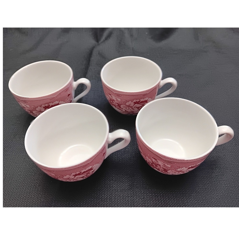 Spode Fulham Williams-Sonoma Red Grapevine Tea Cups Set of 4 Made England 2004